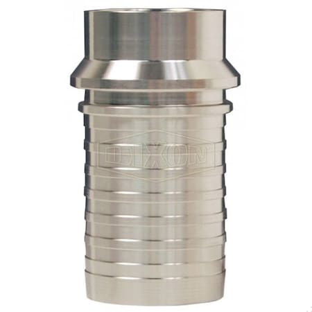 Dixon Sanitary Crimp Stem, 1-1/2 in Nominal, Tube Weld x Hose Shank End Style, 316 SS, Domestic CTER150